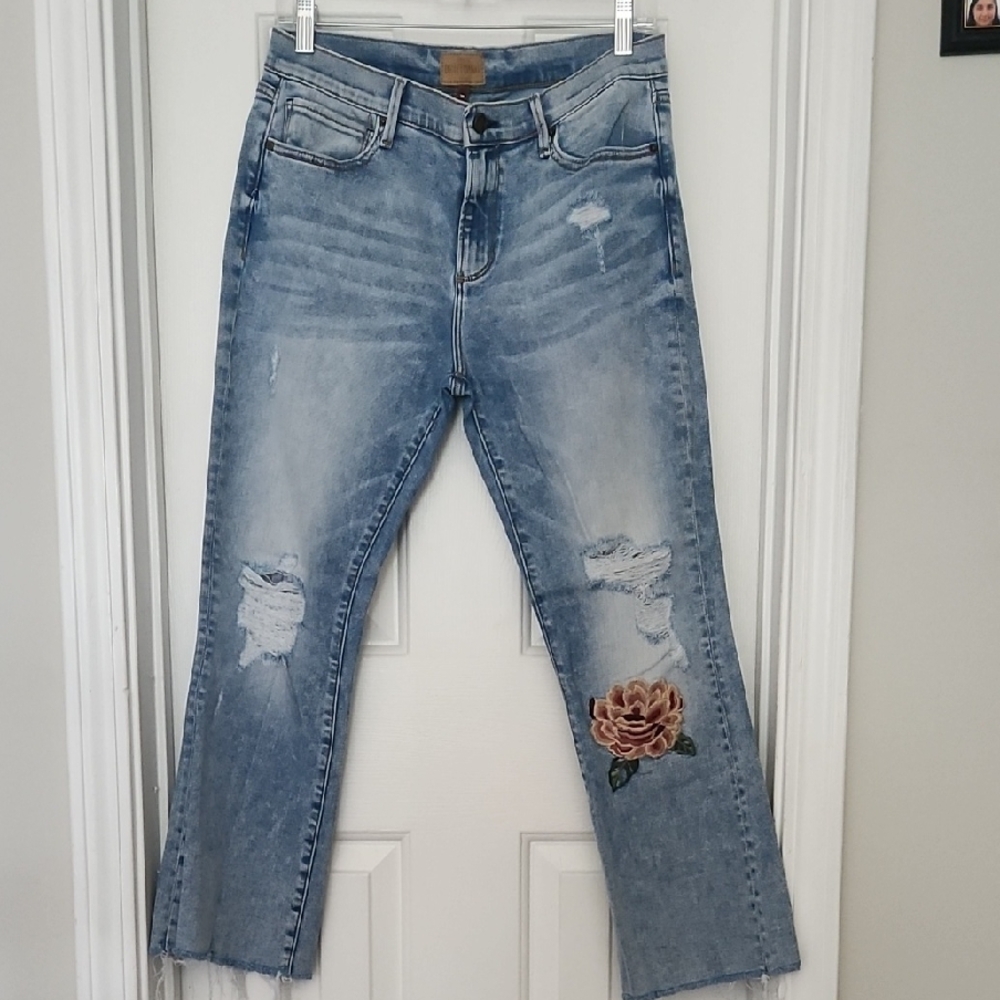 DRIFTWOOD Blue Straight Leg Jeans with Distressed Details